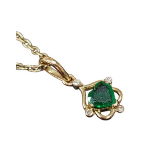 14k Gold Heart Emerald & Diamond Pendant Dainty Pendant, Necklace Findings - K Jewelry Accessories
