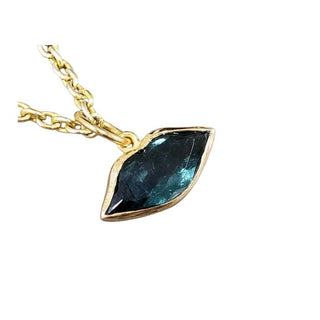 18k Gold Blue Tourmaline Lips Pendant: Handmade Gemstone Jewelry - K Jewelry Accessories
