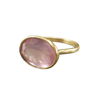 Pink Rose Quartz Ring: 14k gold ,Bezel Setting, Handmade Gemstone - K Jewelry Accessories