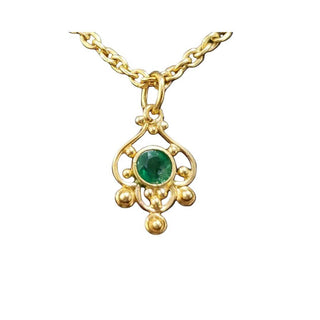 Round Emerald Gold Pendant Necklace For Unisex, Anniversary Pendant - K Jewelry Accessories