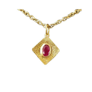 Natural Ruby Gold Pendant Hammered Gold Precious Gemstone - K Jewelry Accessories