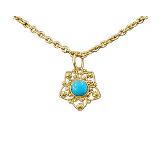 Cabochon 18k Gold Arizona Turquoise Pendant, Birthstone Turquoise - K Jewelry Accessories