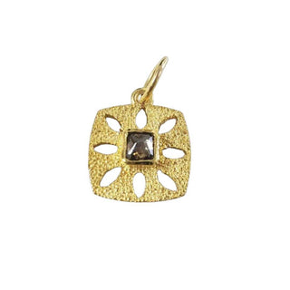 14k Brown Diamond Pendant: Geometric Sun Symbol Charm - K Jewelry Accessories