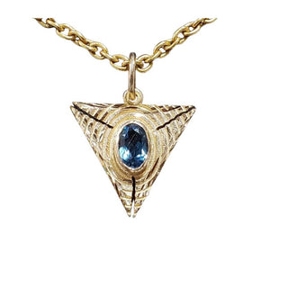 Lazer Cut 14k Gold London Blue Topaz Pendant - K Jewelry Accessories