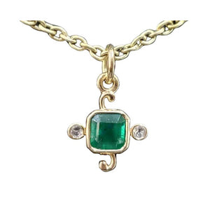 Emerald Diamond Gold Pendant Necklace, Asscher Emerald - K Jewelry Accessories