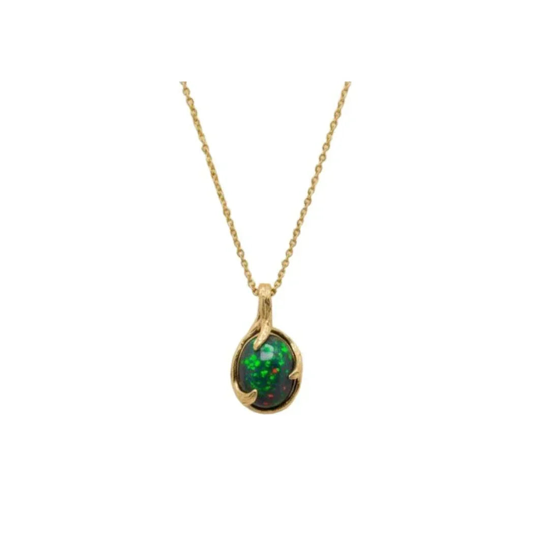 14k Gold Opal Pendant Necklace, October Birthstone Jewelry - K Jewelry Accessories