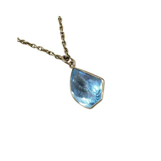 Swiss Blue Topaz Pendant – Unique Geometric Cut - K Jewelry Accessories