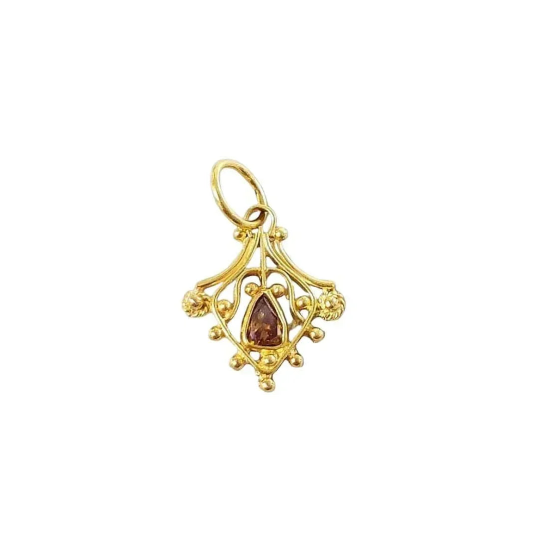 18k Gold Filigree Pendant | Pear Cut Diamond Charm - K Jewelry Accessories