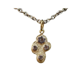 Natural Diamond Gold Pendant , Textured Gold, Dainty Oxidised Pendant - K Jewelry Accessories