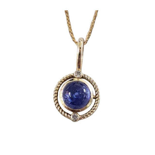 Natural Tanzanite Diamond Gold Pendant: Halo Charm - K Jewelry Accessories