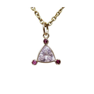 14k Gold Morganite Pendant: Trillion Ruby Accent, Bezel Set - K Jewelry Accessories