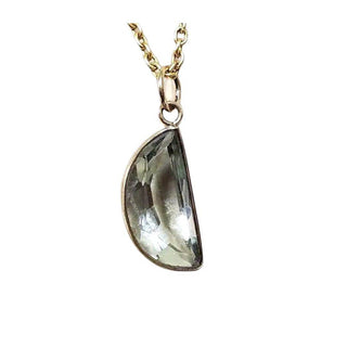 Crescent Green Amethyst Gold Pendant: Bezel Set Moon Charm - K Jewelry Accessories