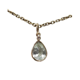 14k Gold Aquamarine Teardrop Pendant | Diamond Accent Charm - K Jewelry Accessories