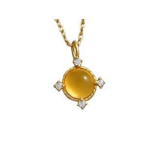 Mexican Yellow Opal Pendant • Diamond Accent Charm - K Jewelry Accessories