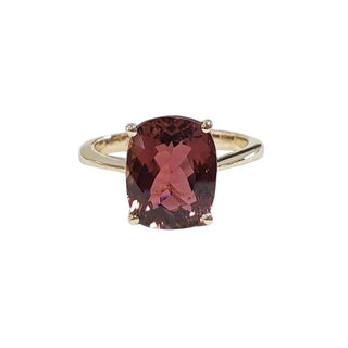 Natural Reddish Pink Tourmaline 14k Gold Ring For Unisex - K Jewelry Accessories