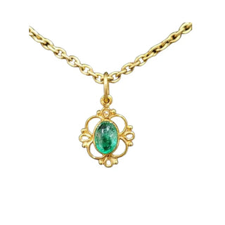 Emerald 18k Gold Pendant : Zambian Gemstone, Handmade - K Jewelry Accessories