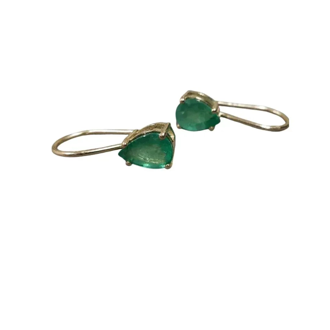 Handmade 14k Gold Emerald Earrings: Pear Shape Leverback - K Jewelry Accessories
