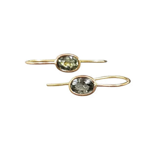 18k Gold Oval Green Sapphire Earring, Natural Green Sapphire - K Jewelry Accessories