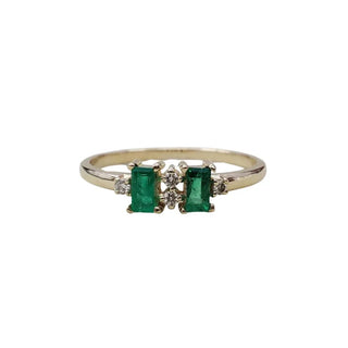 14k Gold Baguette Zambian Emerald and Diamond Ring - K Jewelry Accessories