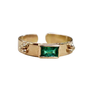 14k Gold Emerald Ring: Zambian Green Baguette - K Jewelry Accessories