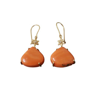 Natural Italian Coral Diamond Gold Earrings - K Jewelry Accessories