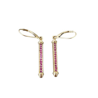 14k Gold Ruby Earrings: Elegant Dangle Lever Backs - K Jewelry Accessories