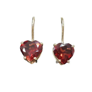 14k Gold Garnet Earrings: Faceted Leverback Dangle - K Jewelry Accessories