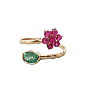 14k Gold Ruby Ring with Zambian Emerald - K Jewelry Accessories