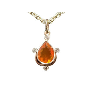 Orange Opal 14k Gold Pendant with Diamond Accents - K Jewelry Accessories