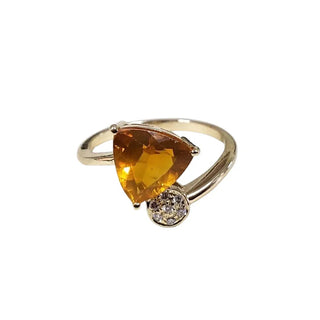 14k Gold Mexican Fire Opal Ring • Trillion Cut Opal Diamond Ring - K Jewelry Accessories