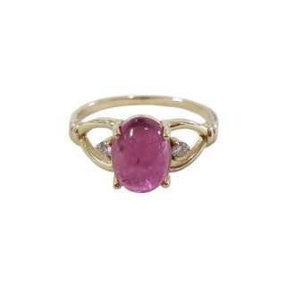 14k Gold Pink Tourmaline Diamond Ring – Handmade - K Jewelry Accessories