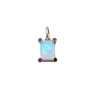 14k Gold Opal & Ruby Pendant • Multi-Flash Opal Necklace - K Jewelry Accessories