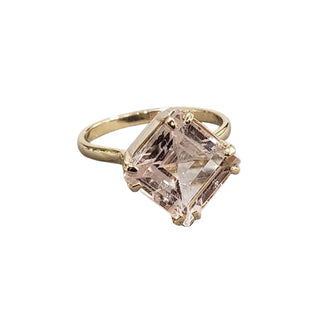 14k Gold Pink Tourmaline Ring: Square Morganite Gold Ring - K Jewelry Accessories