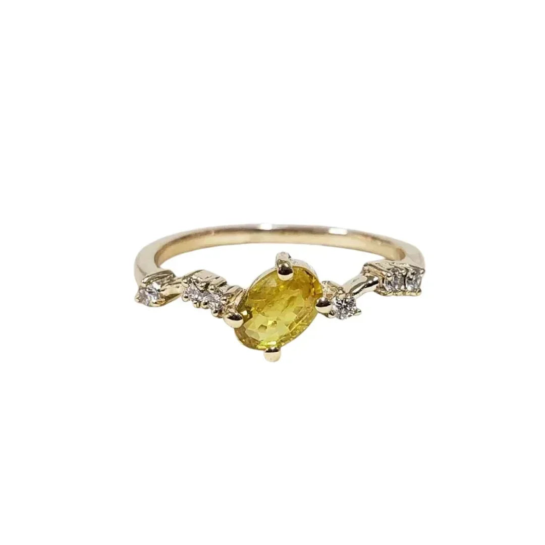 14k Gold Sapphire Ring with Diamond Accent - K Jewelry Accessories