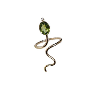 Snake 14k Gold Ring: Green Tourmaline Gemstone, Handmade - K Jewelry Accessories