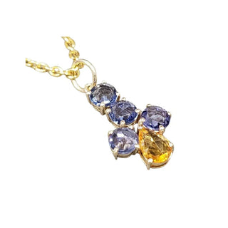 Blue & Yellow Sapphire 14k Gold Pendant - Dainty Precious - K Jewelry Accessories