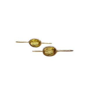 18k Gold Oval Yellow Sapphire Earring, Natural Yellow Sapphire - K Jewelry Accessories