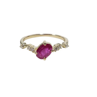 14k Gold Ruby and Diamond Ring • Natural Ruby - K Jewelry Accessories
