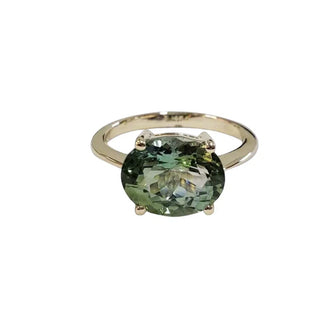 14k Gold Natural Green Tourmaline Ring For Unisex - K Jewelry Accessories