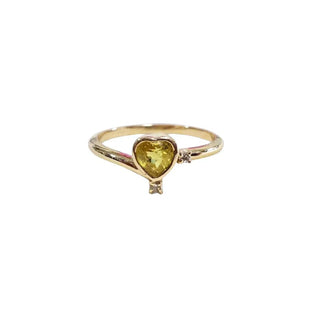 14k Gold Yellow Sapphire Ring with Diamond Accents - K Jewelry Accessories