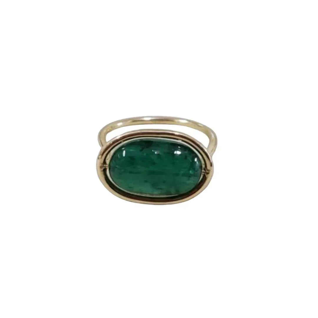 14k Gold Emerald Ring • Natural Zambian Emerald - K Jewelry Accessories