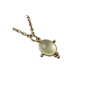14k Gold Prehnite Pendant • Unique Gold Granule Accent Charm