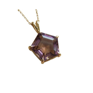 4k Gold Ametrine Pendant, Pentagon Cut Ametrine Necklace