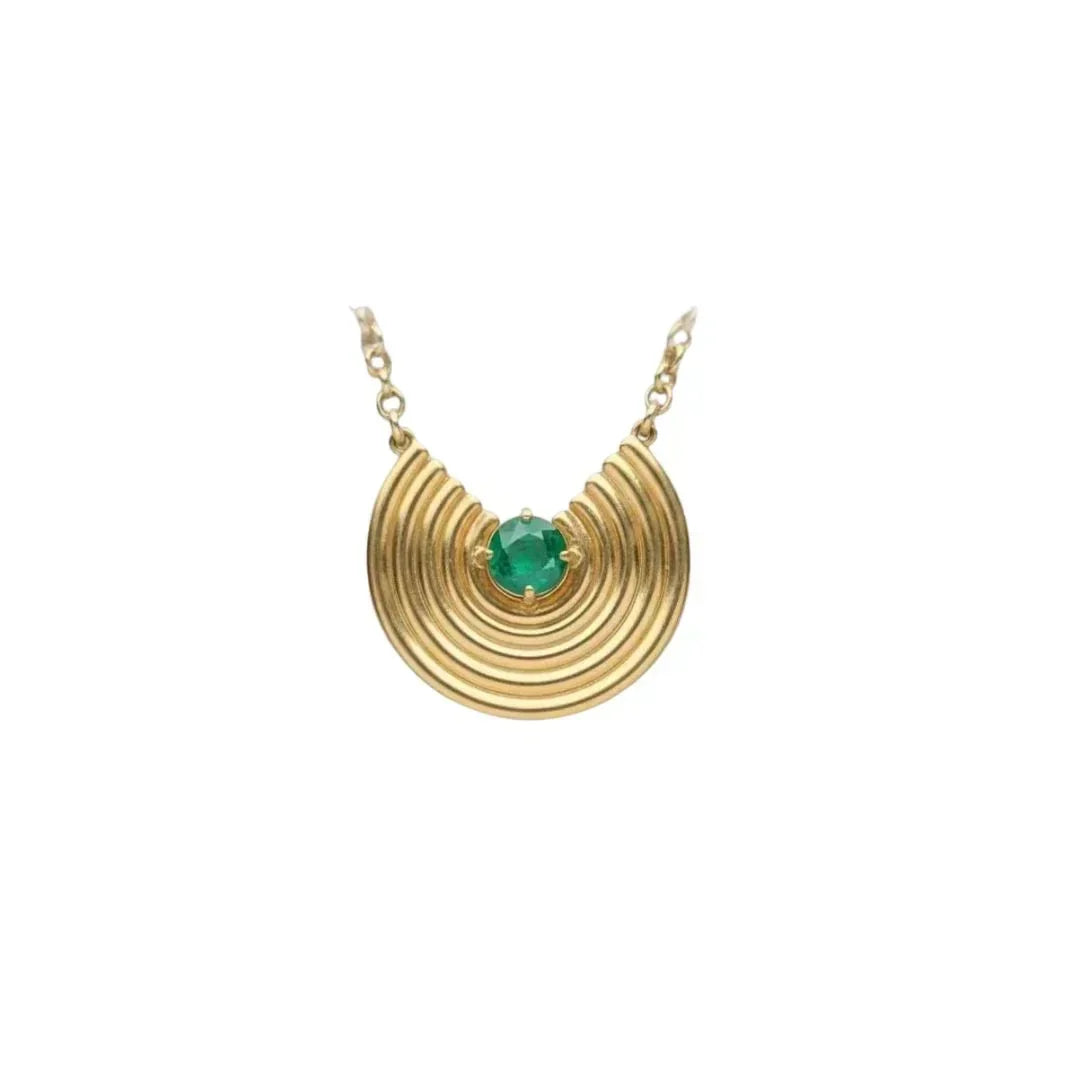 14k Gold Emerald Pendant • Minimalist Gold Necklace - K Jewelry Accessories