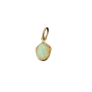 Natural Ethiopian Opal Pendant | 14k Gold Cabochon Necklace