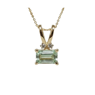 14k Gold Aquamarine Pendant • Emerald Cut Aquamarine Necklace