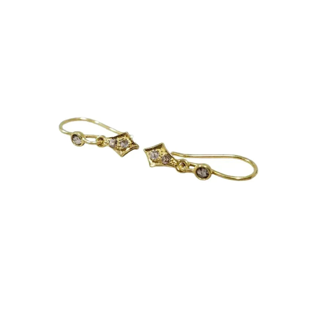 18k Gold Earring With Natural Diamond, Dangle Earrings - K Jewelry Accessories