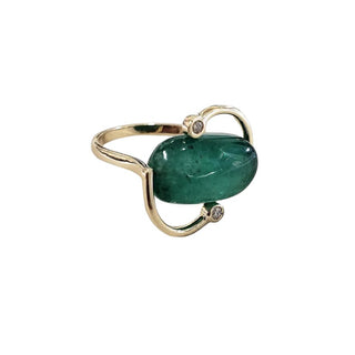 Handmade Emerald Ring 14k Gold • Natural Zambian Green Tumble