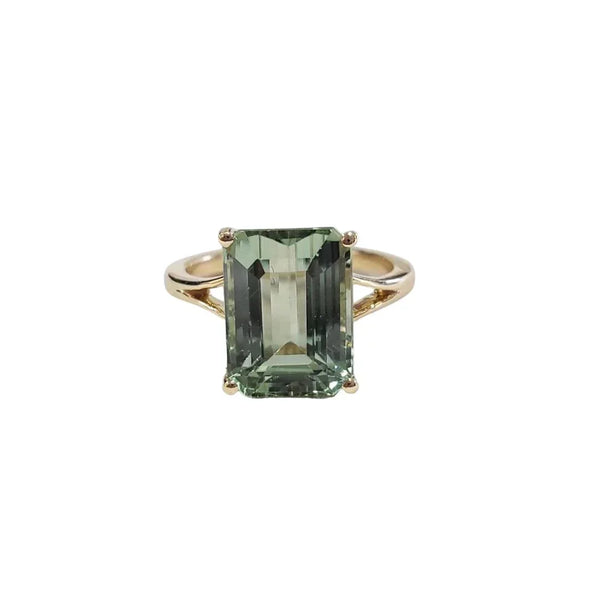 Natural Green Tourmaline 14k Gold Ring, Octagon Cut, AAA Grade - K Jewelry Accessories