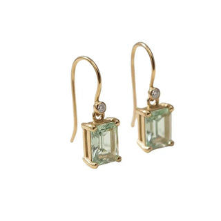 14k Gold Aquamarine Hook Earrings • Emerald Cut Dangle Earrings - K Jewelry Accessories